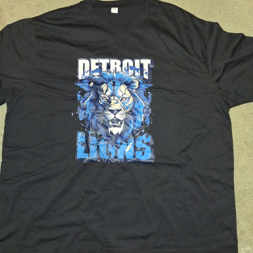 Detroit Lions Shirt Big And Tall Man's Size 3XL Black 3X